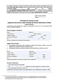 Modulo richiesta Centrale Rischi Banca Italia persone fisiche