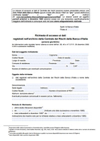Modulo Richiesta Dati Centrale Rischi Banca D Italia Download Modulistica Accesso Dati