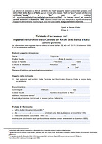 Modulo richiesta Centrale Rischi Banca Italia persone giuridiche